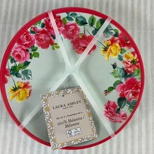 Laura Ashley Melamine Salad Plates Floral Pink Light Green 7.75 " Set of 4 NEW